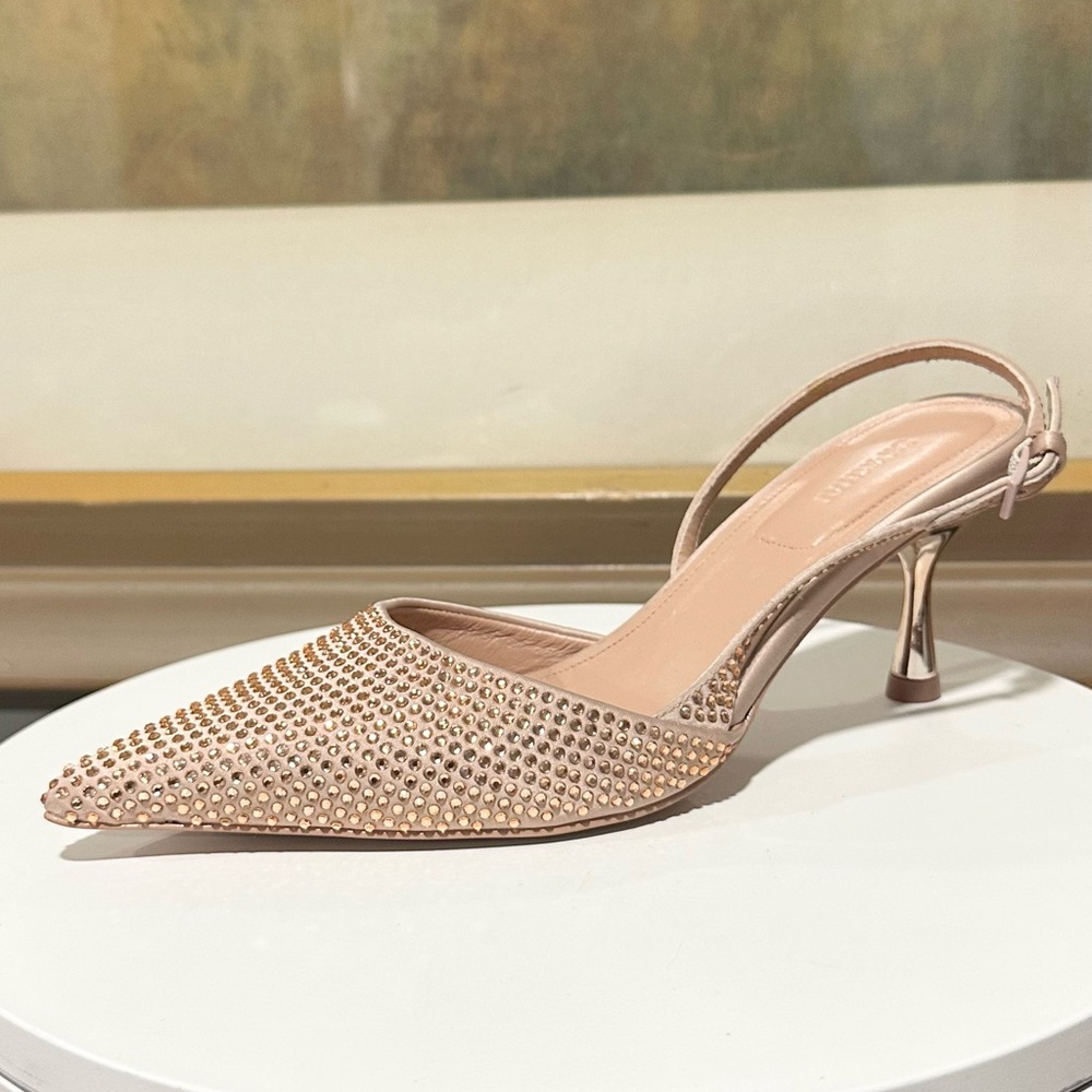 🌹JONATHAN SIMKHAI🌹 Dylan Embellished Slingback Blush Pumps Size: 36 - Picture 4 of 10